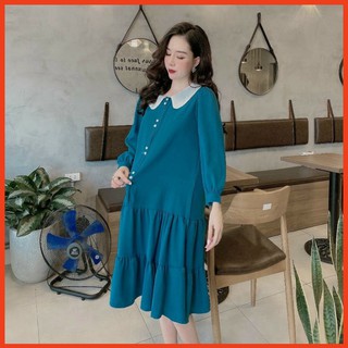 [SALE SỐC] Váy bầu phong cách Thiết kế dài tay MB185 chất cát hàn freesize từ 45 tới 70kg