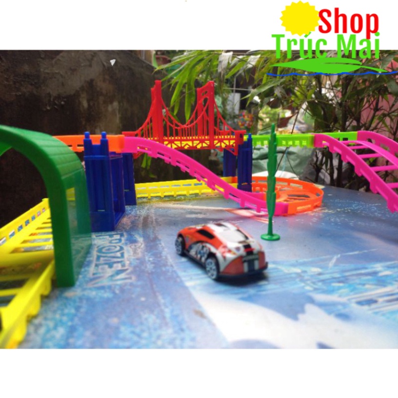 Đồ chơi trẻ em phát triển trí tuệ, lắp ghép đường ray ô tô, tàu hỏa nhiều chi tiết