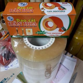 Combo 6 cuộn băng dính 1kg/cuộn lõi lỗ + 1 dao cắt băng dính to loại 1kg