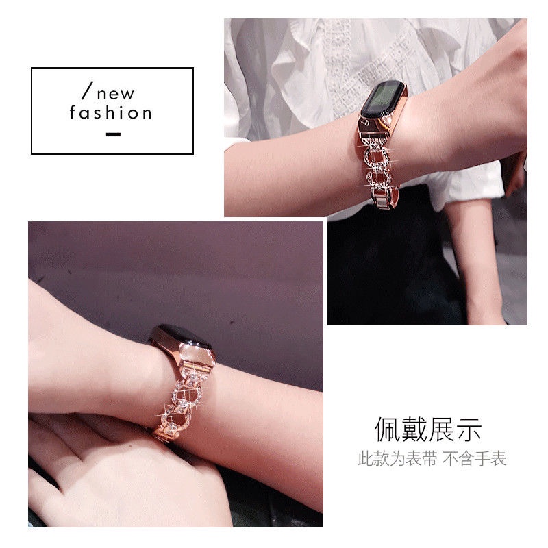 Dây Đeo Thay Thế Chất Liệu Hợp Kim Đính Kim Cương Giả Cho Xiaomi Band 7 3/4/5/6/7 8-Character Xiaomi 5/6/4 Xiaomi 6