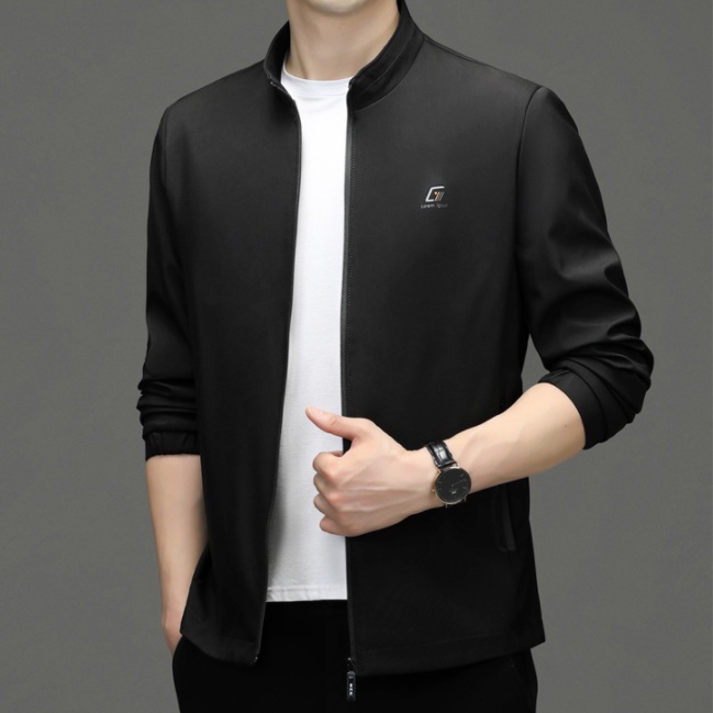 Áo Khoác Cổ Đứng Tay Dài Dáng Ôm Màu Trơn Có Khóa Kéo Thời Trang Công Sở Cho Nam