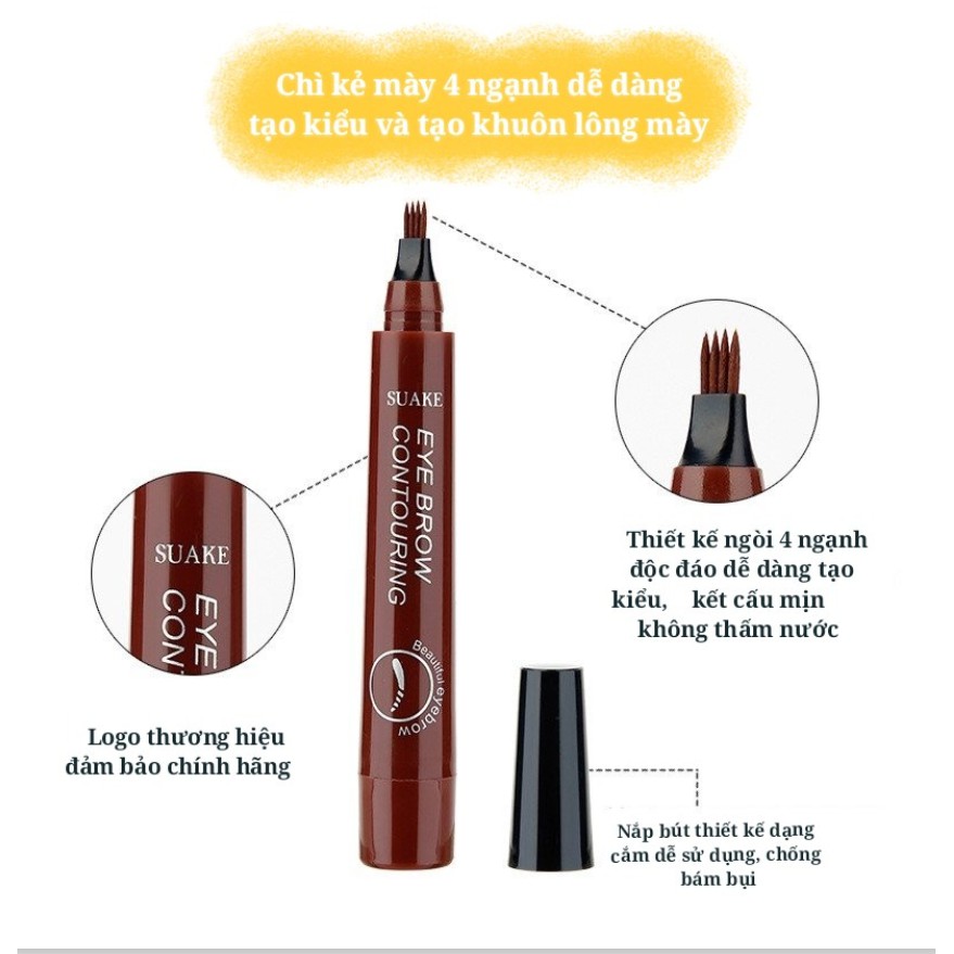 Chì kẻ mày gẩy sợi SUAKE 4 ngòi nét mảnh lâu trôi Eye Brow Contouring 5g | BigBuy360 - bigbuy360.vn