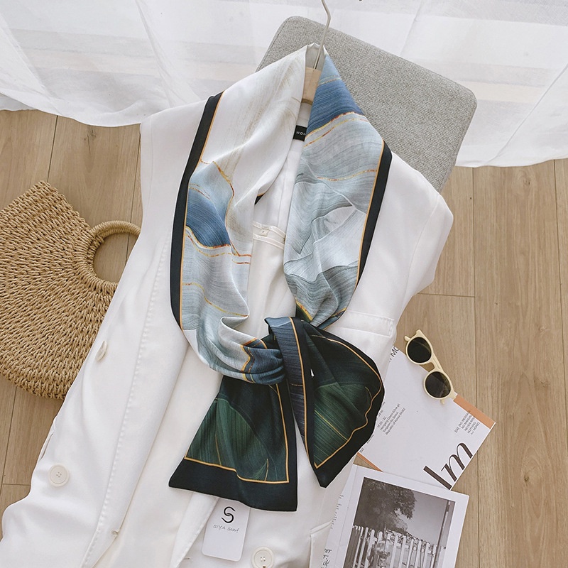 Khăn Choàng Lụa In Tranh Sơn Dầu Phong Cách Retro Pháp Thời Trang Hàng Mới 24H