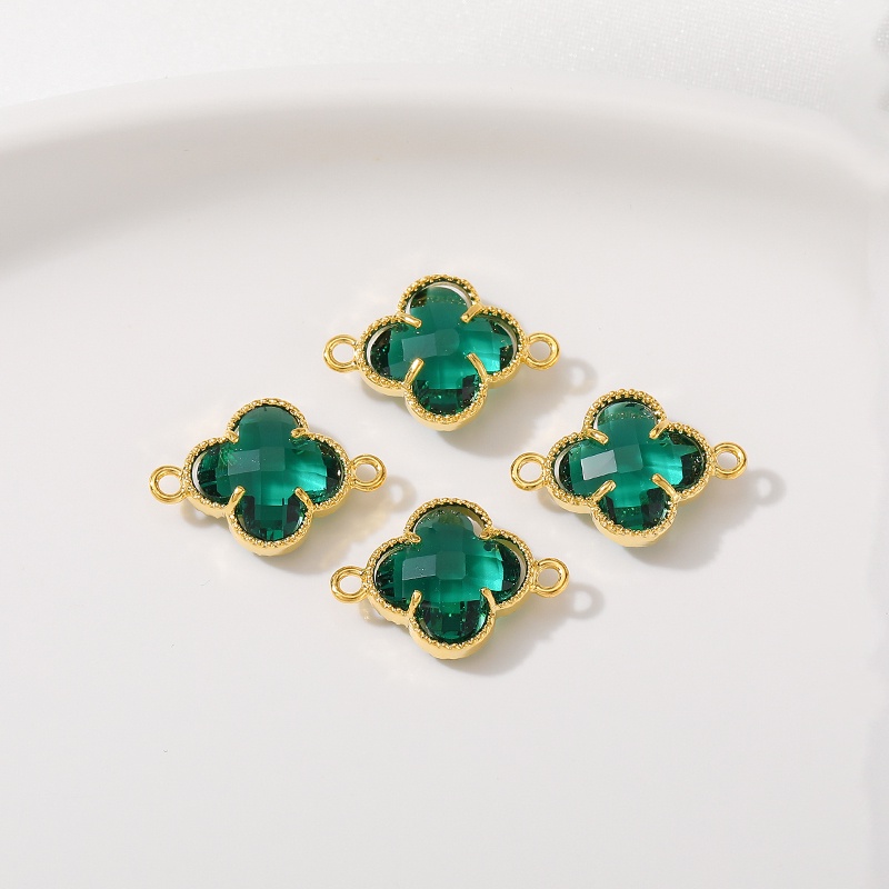 █A.ιA゜14K Vàng●1 Miếng°Dây Chuyền Mạ Vàng 18k Mặt Cỏ Bốn Lá Đính Đá Zircon