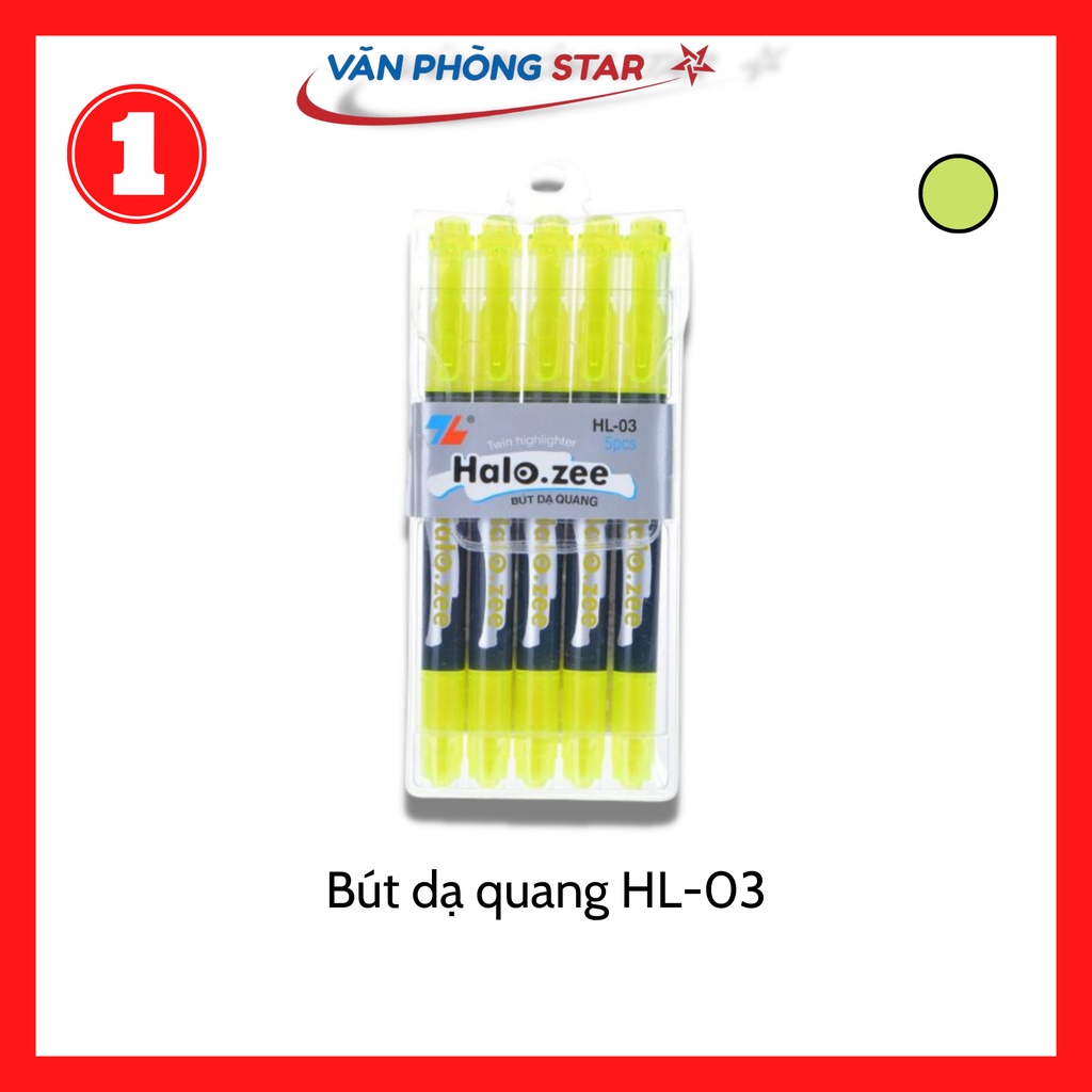 5 Cây Bút dạ quang HL-03 vàng Thiên Long