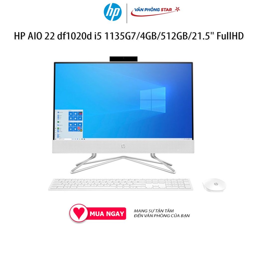 HP AIO 22 df1020d i5 1135G7/4GB/512GB/21.5&quot; FullHD/Bàn phím/Chuột/Win10 (4B6D8PA) i51135G72.40 GHz RAM 4 GB 512 GB SSD
