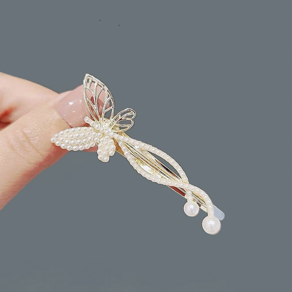 Kẹp Tóc Hình Bướm Đính Ngọc Trai Thanh Lịch Cho Nữ