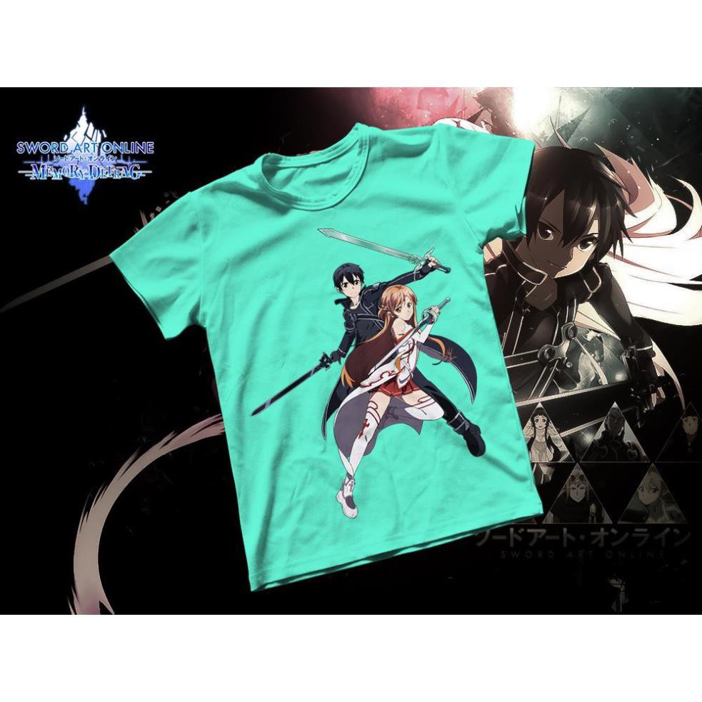 Áo thun Cotton Unisex - Anime - Sword Art Online - Kirito và Asuna