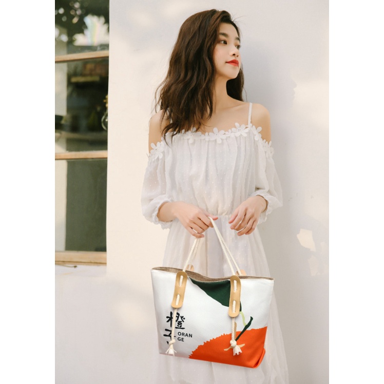 Túi Tote đeo chéo Túi vải Họa Tiết Hoạt Hình Dễ Thương Cho Nữ