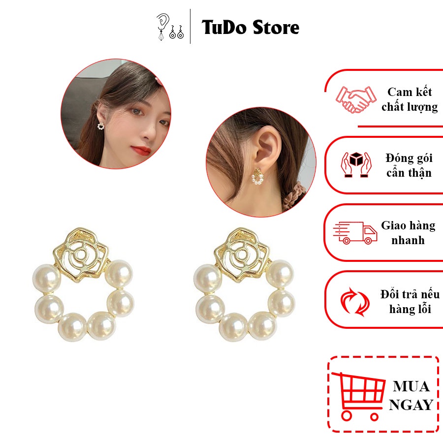 Khuyên tai, bông tai nữ Hàn quốc mạ bạc 925 hình tròn phong cách dễ thương HT14