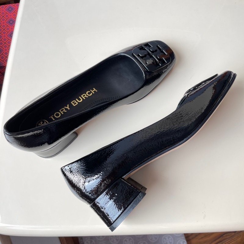 Giày cao gót mũi vuông da thật cao cấp thương hiệu Tory Burch