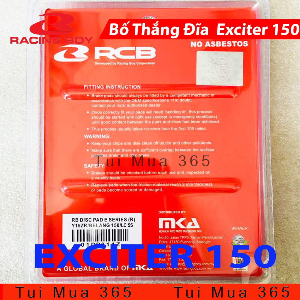 Cặp Bố Đĩa Chính Hãng RCB Cho Exciter 150cc