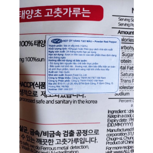 Bột ớt Hàn Quốc All Bit gói 454g 100% bột ớt sấy khô