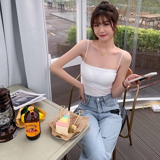 Áo 2 Dây Cotton Eva Bra Croptop Sợi Bún Đệm Nâng Ngực Dáng Ôm Thoáng Mát GB9998