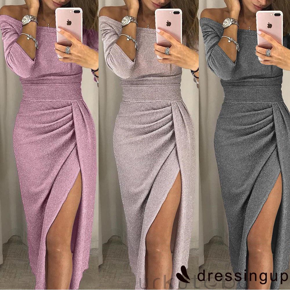 FREESHIP ĐƠN 99K_ Đầm Trễ Vai Tay Dài Thời Trang Cho Nữ