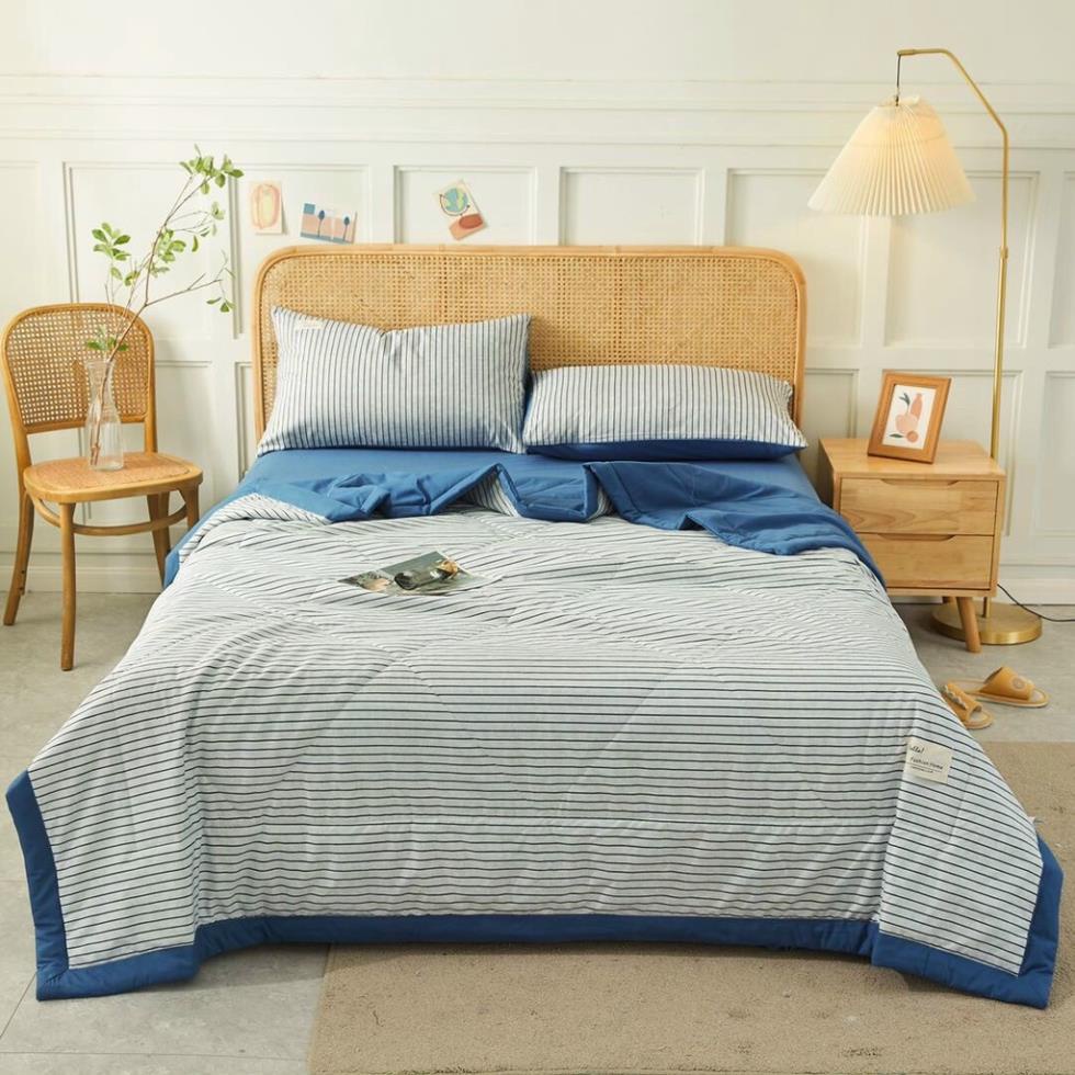 Bộ Chăn Ga Cotton Đũi Chăn Trần Bông Hè Mềm Mịn Nhập Khẩu 4 Món Đủ Kích Thước