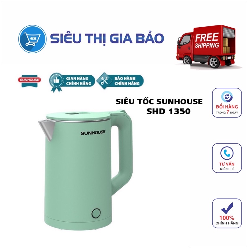 Ấm siêu tốc inox 2 lớp SUNHOUSE  Mã 1350 Và Mã 1351- hàng chính hãng sunhouse