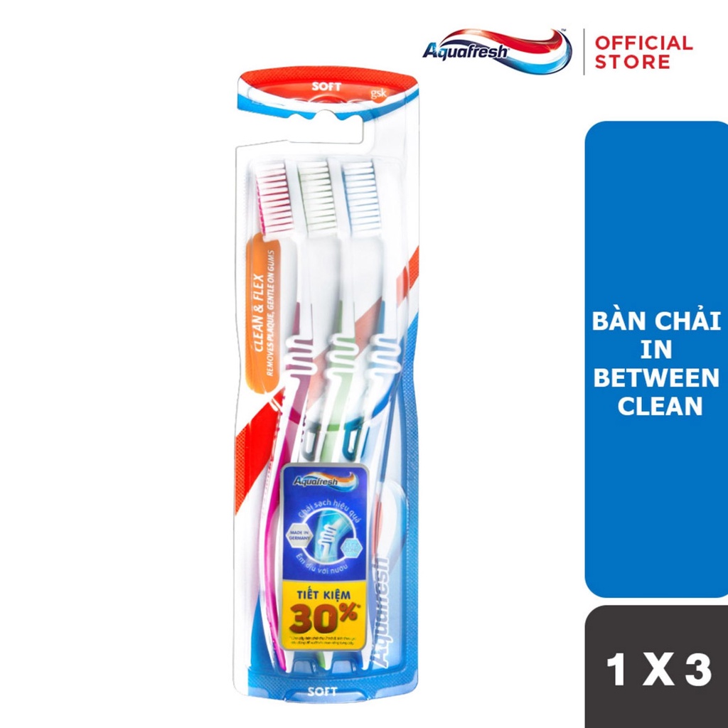 Bàn Chải Đánh Răng Aquafresh Clean &amp; Flex Soft Triple 3 Cái