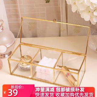 Hộp Đựng Tăm Bông Làm Móng Bằng Thủy Tinh Có Nắp Chống Bụi Phong Cách Bắc Âu