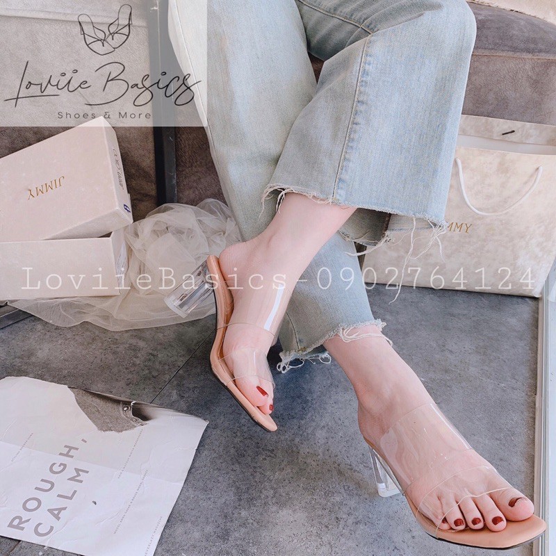 GUỐC CAO GÓT 7 PHÂN LOVIIEBASICS - DÉP CAO GÓT QUAI TRONG 7CM - GUỐC NỮ THỜI TRANG TRONG SUỐT D190714