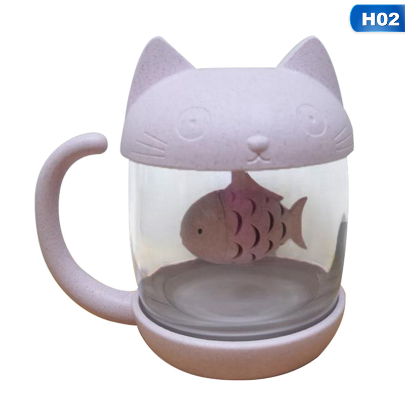 fashion cute lovely Cymax 250 ml Cat Glass Cup Tea Mug with Fish Tea Infuser Strainer Filter, Perfect Christmas Birthday Gift for Cat Lovers: Amazon.com: Kitchen &amp; Home