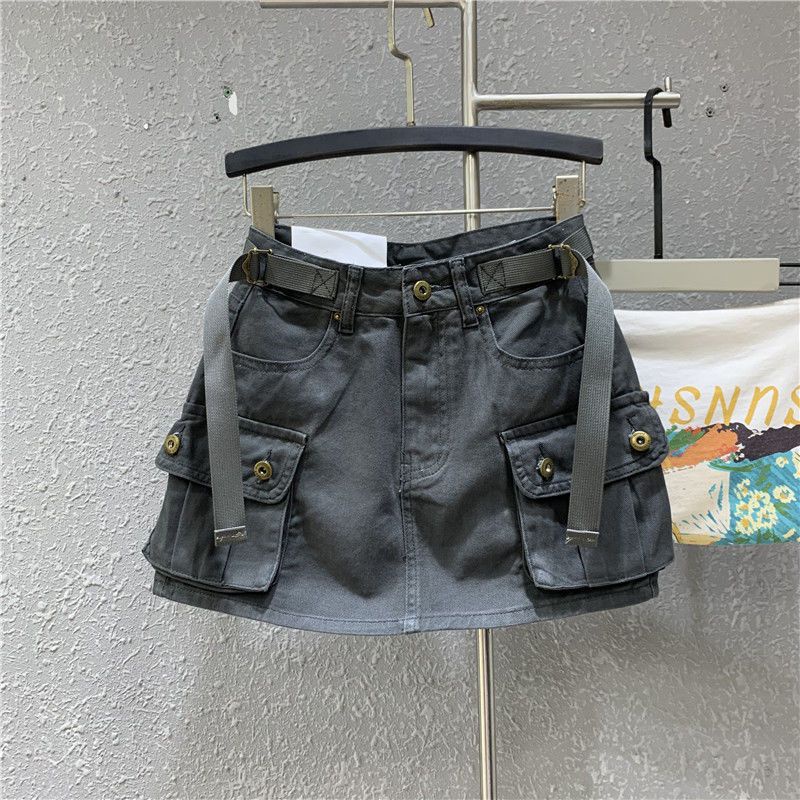 Bán Chạy!Chân Váy Denim Ngắn Dáng Chữ a Phối Túi Lớn Thời Trang Thu Đông Hàng Mới 2022