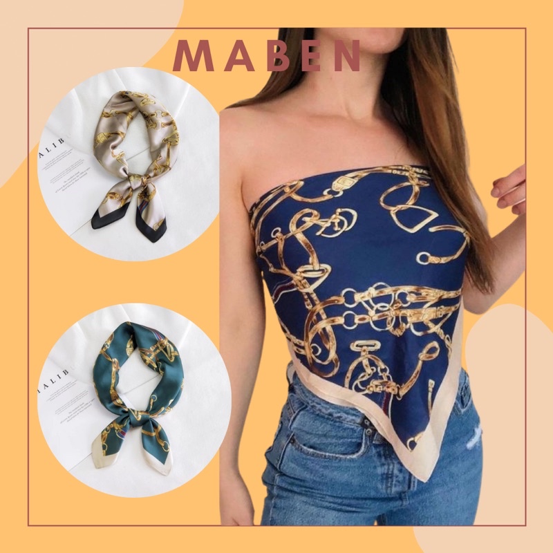 Khăn turban lụa vuông choàng cổ bandana cột áo yếm size 70cm - Maben