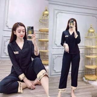 Bộ ngủ nữ pijama lụa dài tay siêu cute