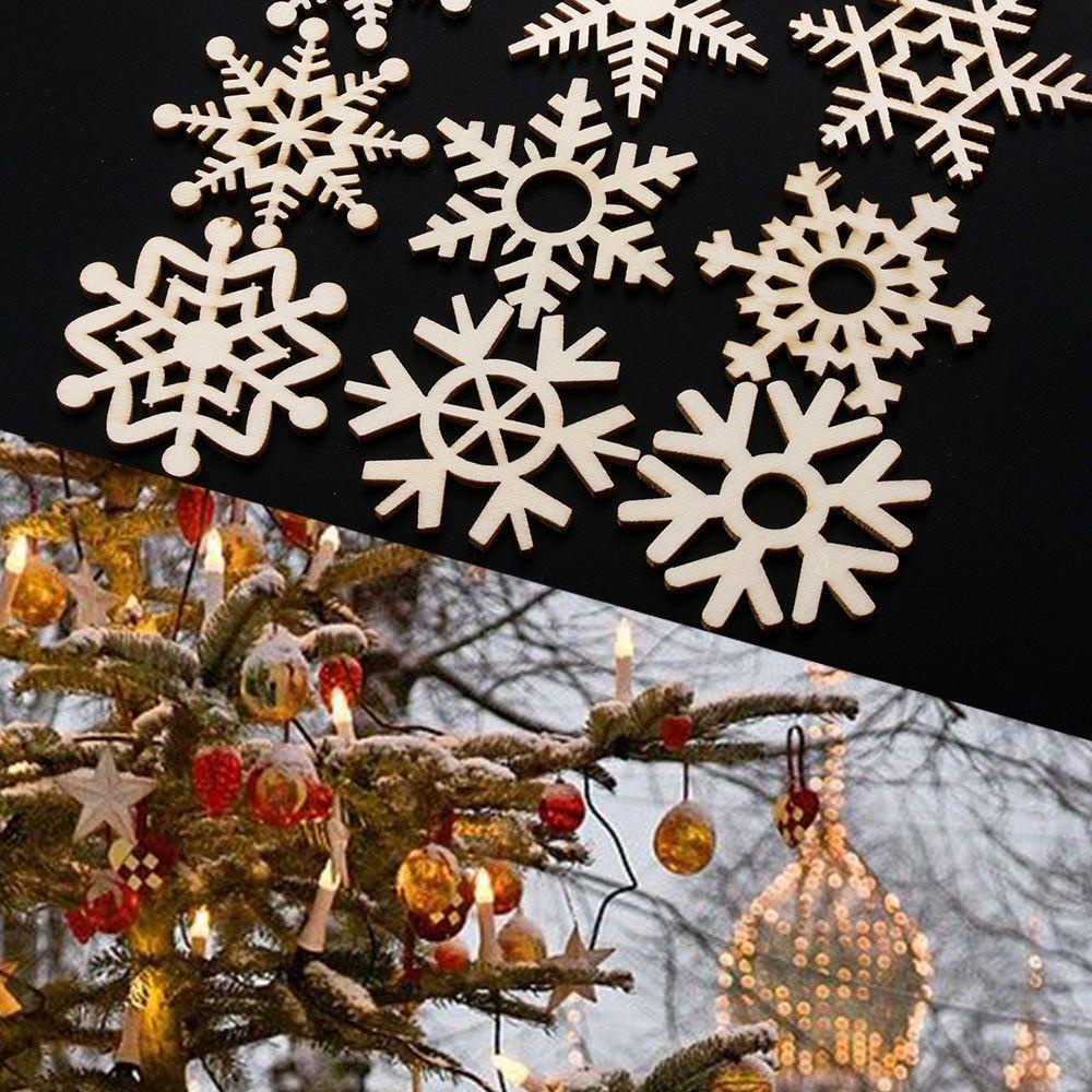 MAG Bộ 10 Miếng Gỗ Hình Bông Tuyết Trang Trí Giáng Sinh