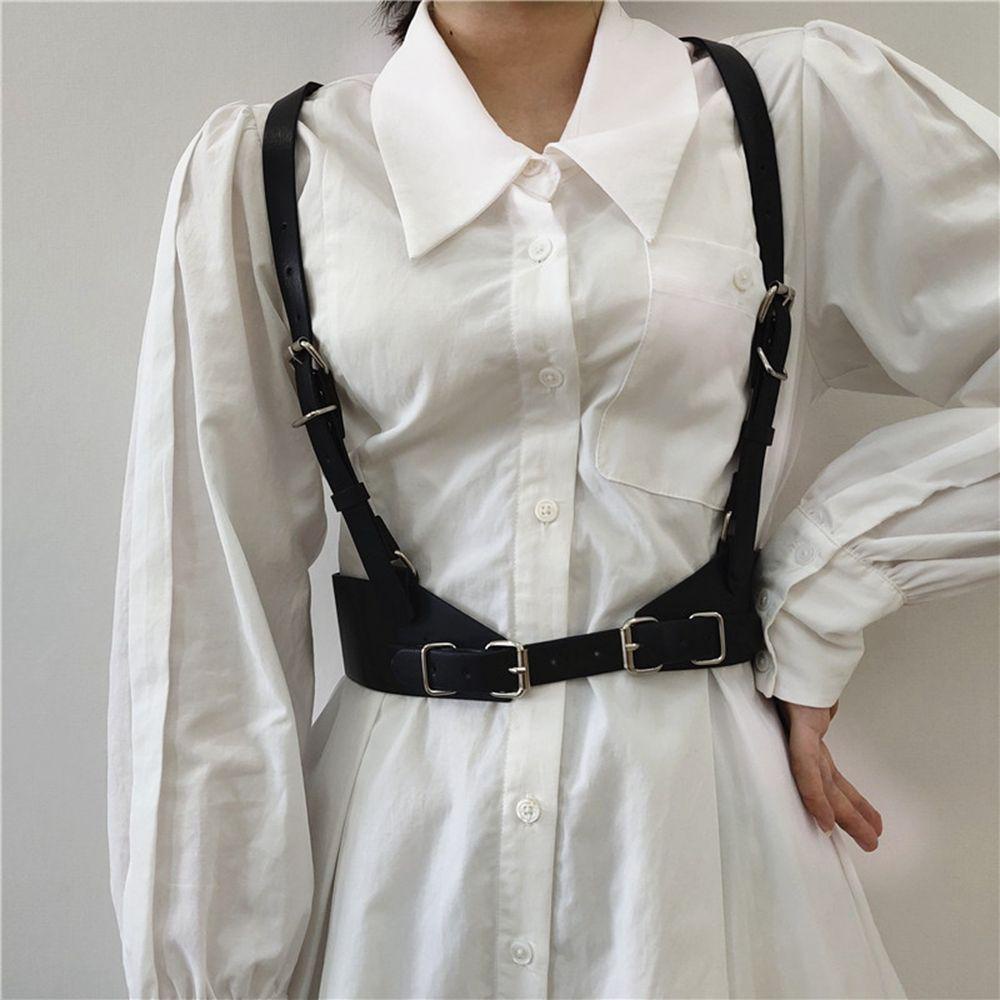 Đai Nịt Bụng Bằng Da PU Co Giãn Phong Cách Gothic Cổ Điển Thời Trang Cho Nữ