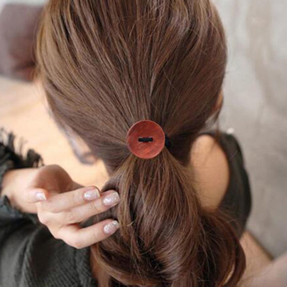 Dây cột tóc hình nút gỗ xinh xắn cho nữ