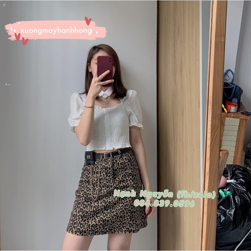 [ Mã WASTRUN4 giảm 10% tối đa 30K đơn 99K] Áo croptop, áo sơ mi kiểu sexy cài cúc - Xưởng May Hạnh Hồng