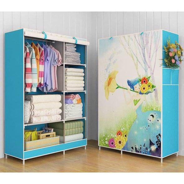 Tủ Để Quần Áo 3 Buồng 8 Ngăn Chất liệu Vải 3D Cao Cấp