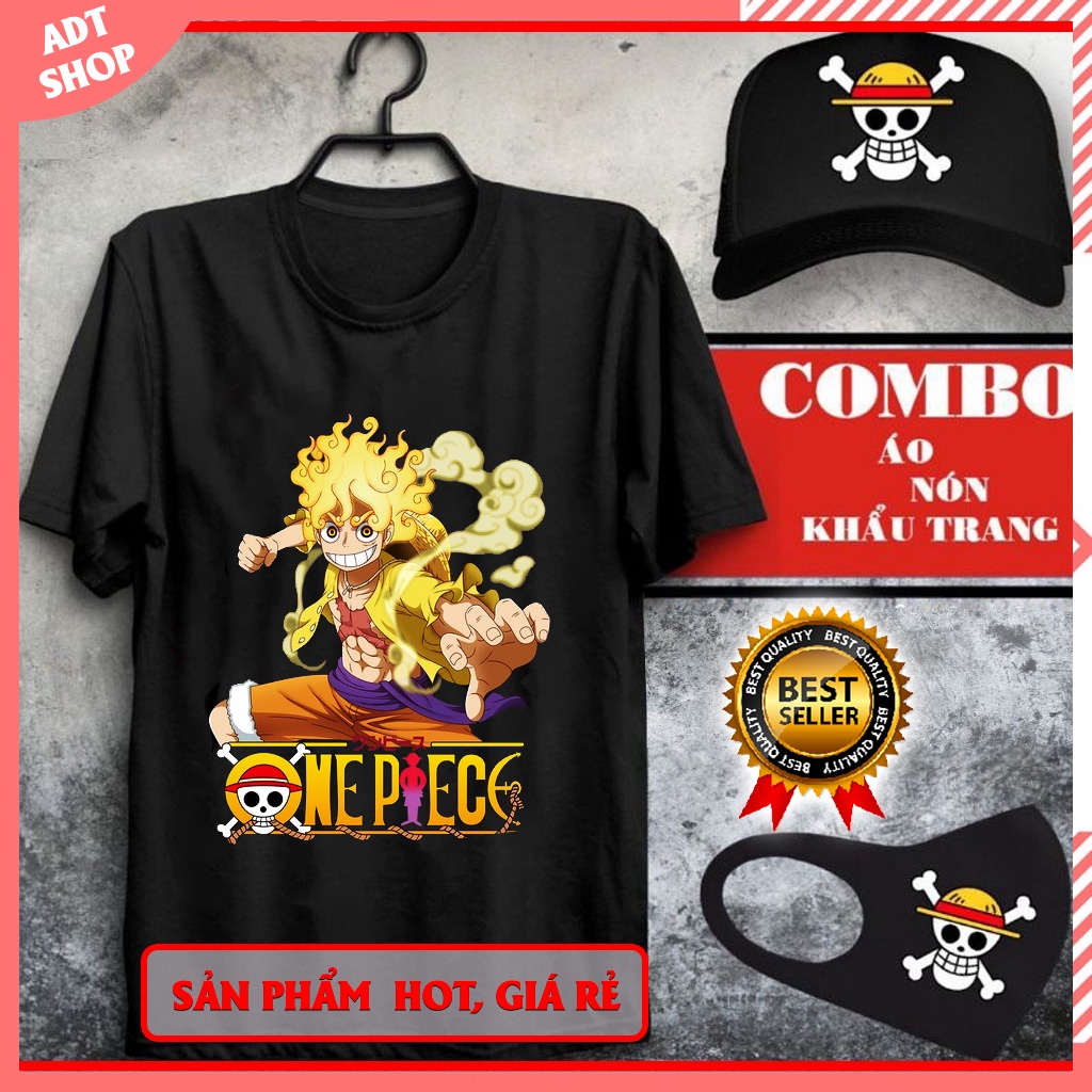 Combo Áo thun Anime One Piece Luffy JOY BOY Gear 5 kèm nón bịt mặt cực chất
