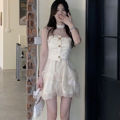 Đầm Ôm Dáng Hở Vai Phối Lưới Thiết Kế Ngọt Ngào Nữ Tính