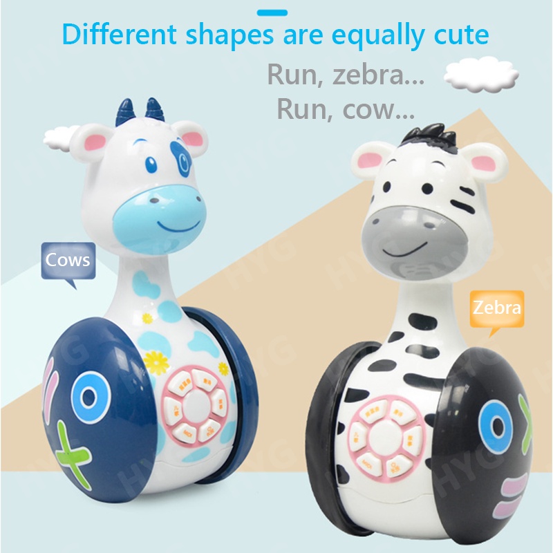 HYG Toys Máy kể chuyện bê đu bằng điện có đèn và nhạc, đồ chơi giáo dục mầm non