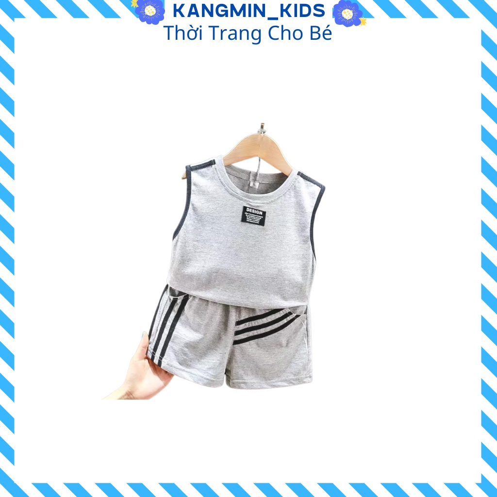 Đồ bộ ba lỗ sát nách cho bé trai Kangmin kids, Bộ quần áo hè bé trai trẻ em TEA08, áo thun bé trai từ 7-20kg