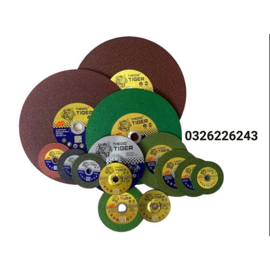 Đá cắt sắt, inox hiệu TIGER màu xanh đủ size 105mm, 125mm, 150mm hàng công ty chính hãng.