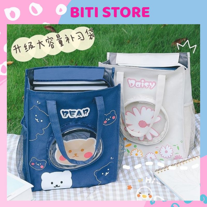 Túi/Cặp Vải/Tote [GIÁ TỐT] Hình Daisy/Hóa Cúc, Gấu/Bear Màu Sắc Trẻ Trung Rất Đẹp BiTi TT021
