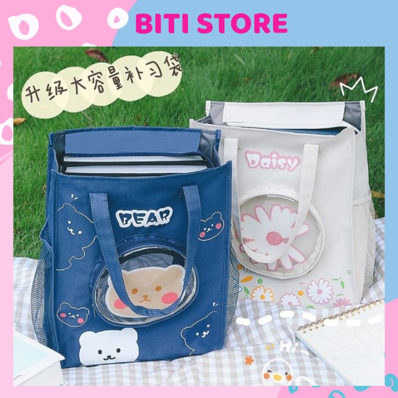 🍓Túi/Cặp Vải/Tote [GIÁ TỐT] Hình Daisy/Hóa Cúc, Gấu/Bear Màu Sắc Trẻ Trung Rất Đẹp BiTi TT021