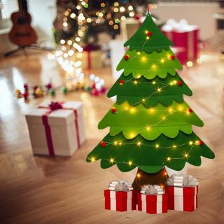 DIY Felt Christmas Tree With Ornaments String Light