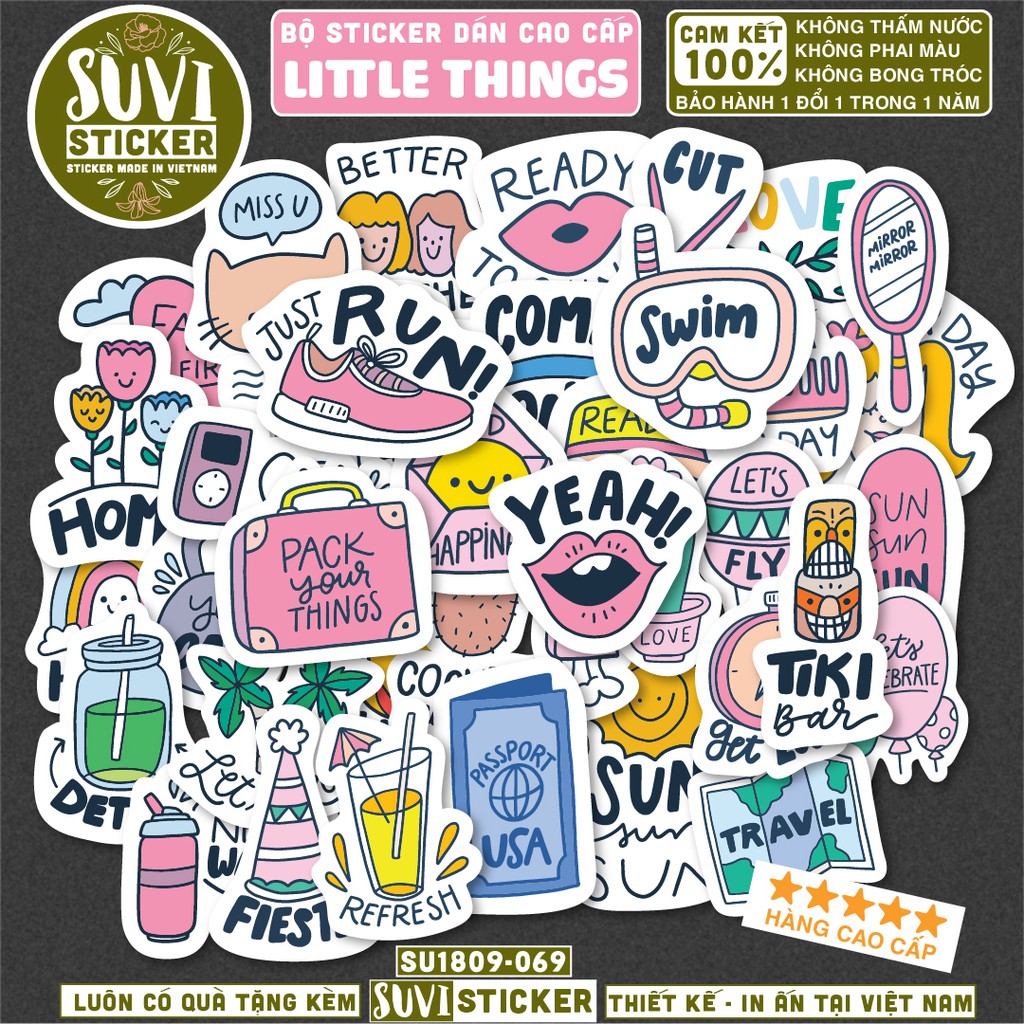 50 Sticker Cute Dễ Thương chống nước sticker dán laptop, điện thoại, đàn guitar, mũ bảo hiểm, vali. Girl02