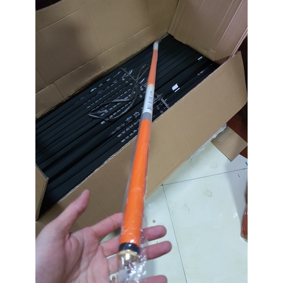 Cần câu tay Bạch Thiên Kim 6H, Cần câu đơn câu đài carbon, tặng kèm ngọn, có lóng thay thế