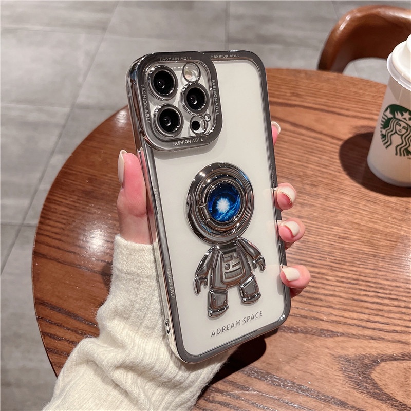 Ốp Điện Thoại Trong Suốt Chống Sốc Họa Tiết Phi Hành Gia 3D Cho iPhone 13 Pro MAX 12 11 Pro MAX XS XR X 7+ 8 Plus