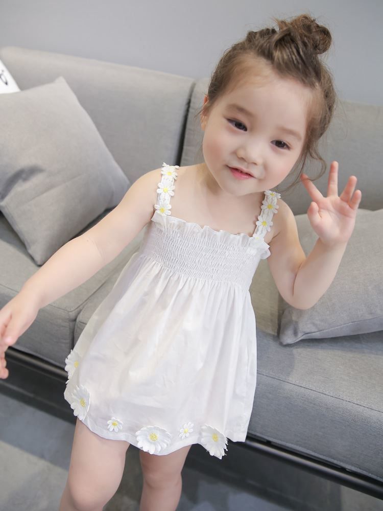 Đầm Công Chúa Không Tay Chất Liệu Cotton Họa Tiết Sọc Caro Dễ Thương Dành Cho Bé Gái