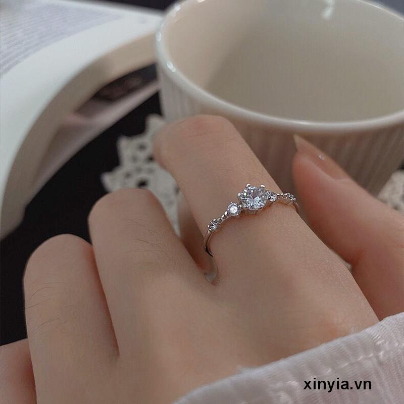 Nhẫn Bạc 925 đính đá Cateria Ring Kiểu Dáng Đơn Giản Thời Trang Dành Cho Nữ