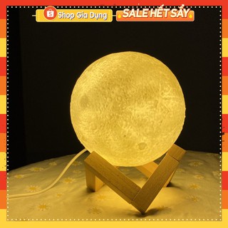 [Tặng kèm tinh dầu] Đèn Ngủ Mặt Trăng phun sương size 15 cm cảm biến đổi màu tặng kèm đế gỗ
