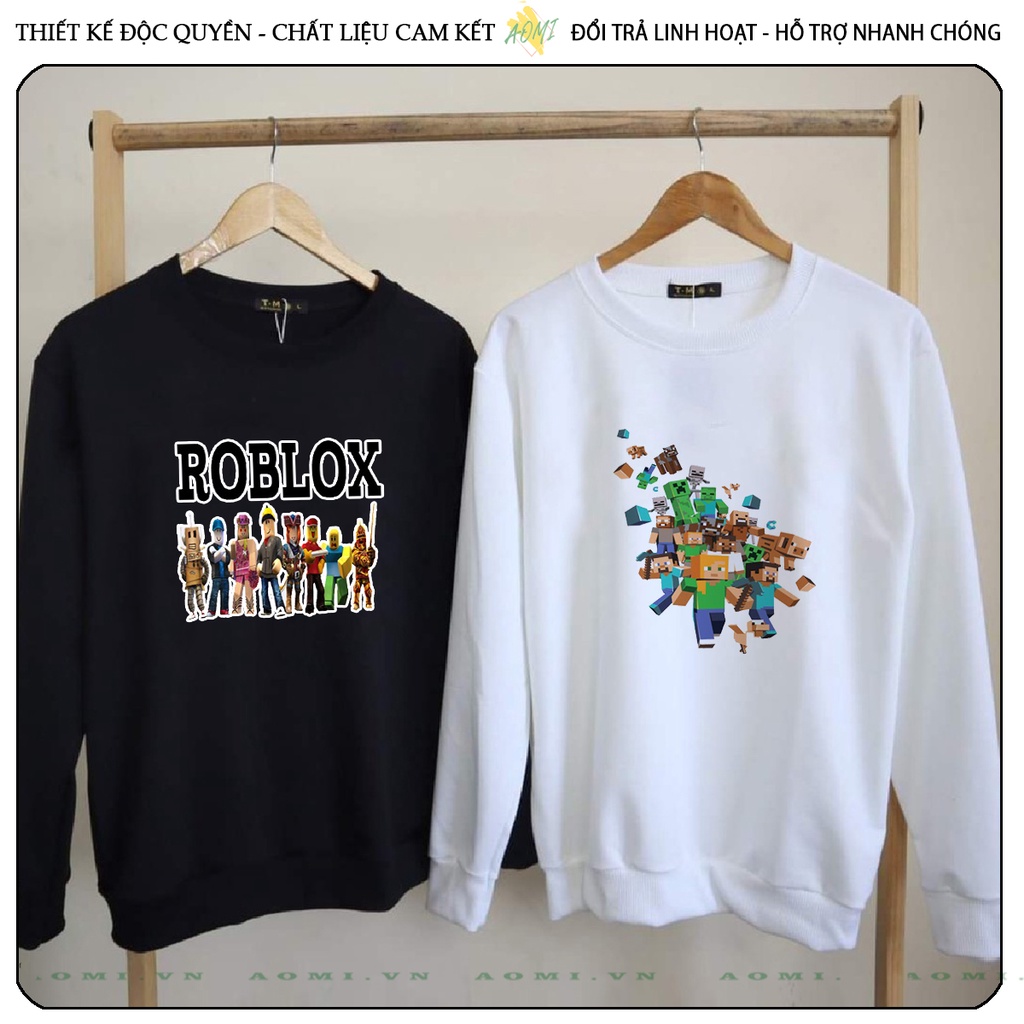 Áo Nỉ Bông robloxing game Sweater tay dài da cá unisex full size AOMIVN