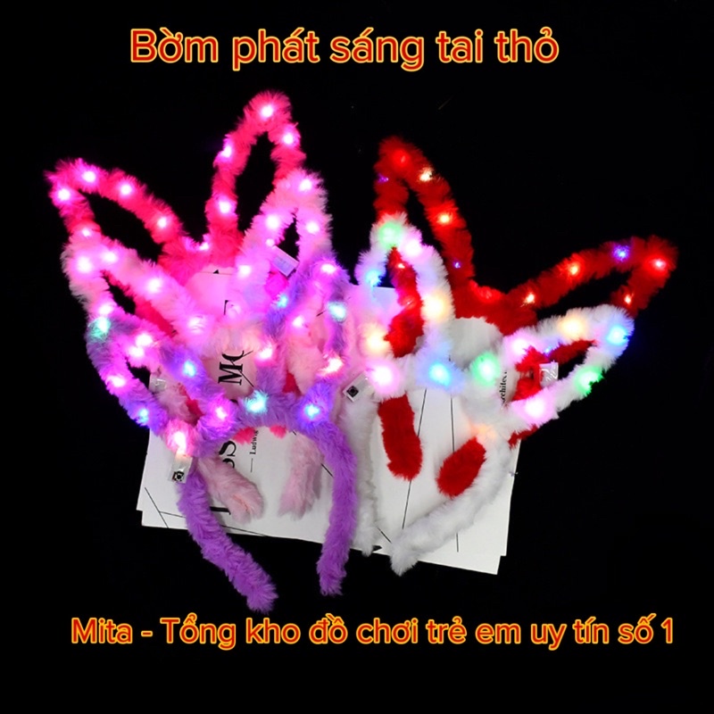 Bờm phát sáng - băng đô cài tóc tai thỏ - đồ chơi cho bé trung thu, lễ hội, quà tặng - phụ kiện nữ