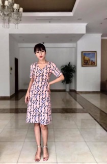 Váy xuông đai eo voan lụa 2 lớp